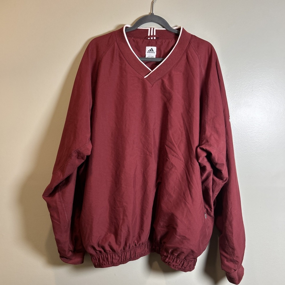 Adidas Windbreaker Jacket Mens XXL Burgundy Pullover Climaproof 00s Golf Vintage